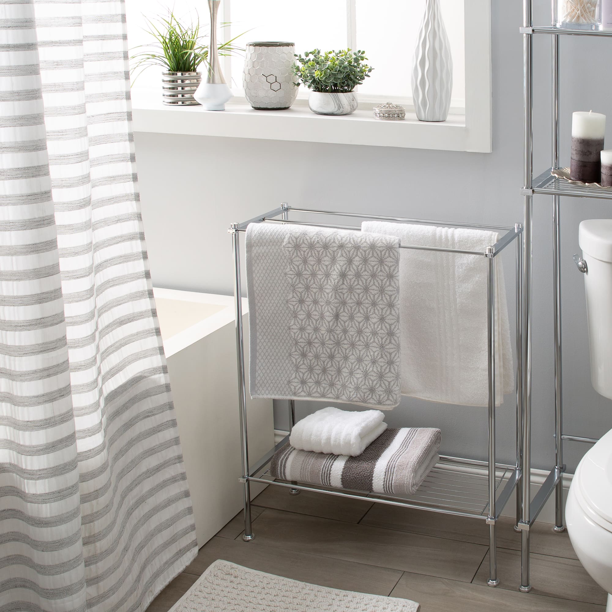 Organize It All Chrome Freestanding Towel Rack